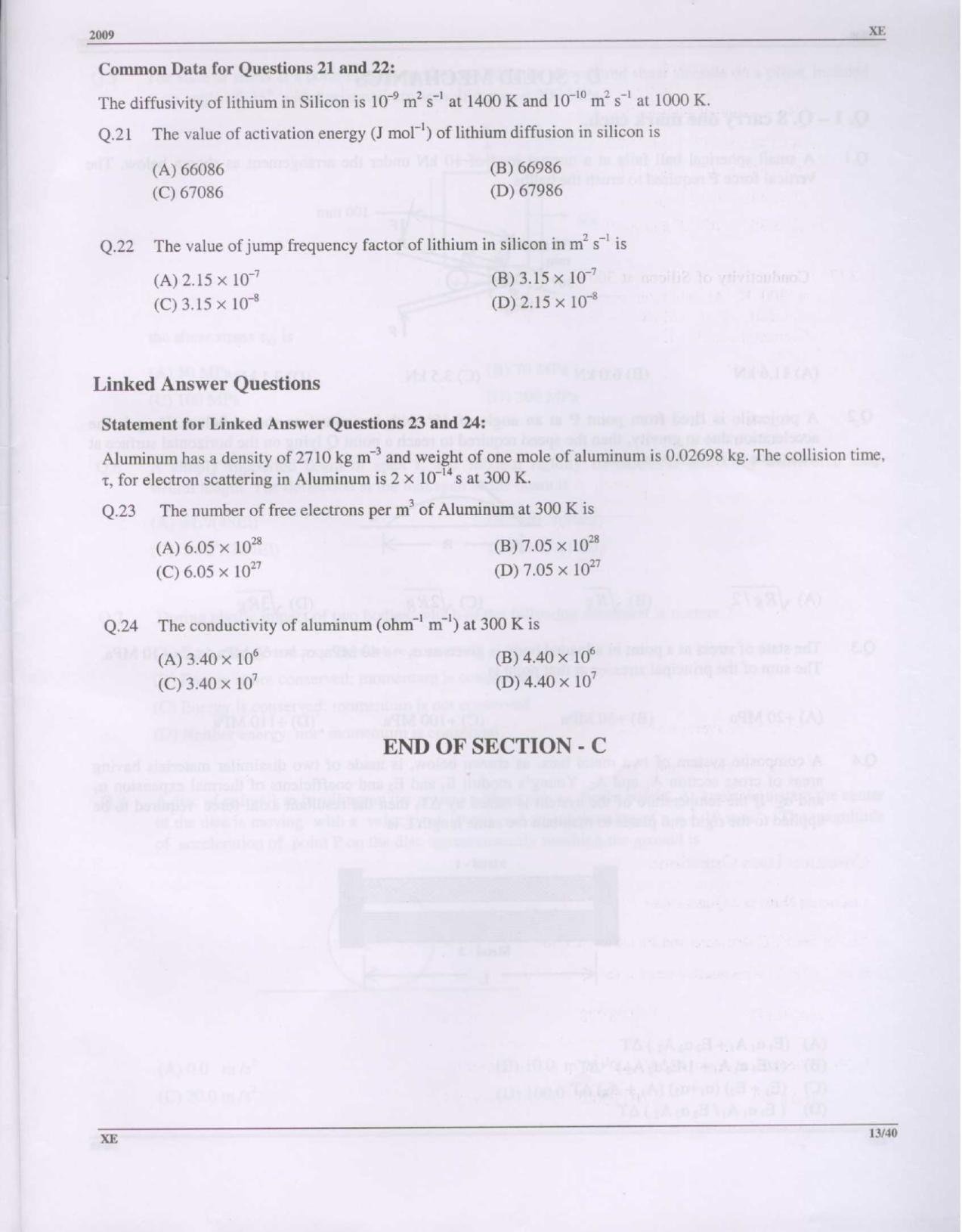 GATE 2009 Engineering Sciences (XE) Question Paper with Answer Key - Page 13