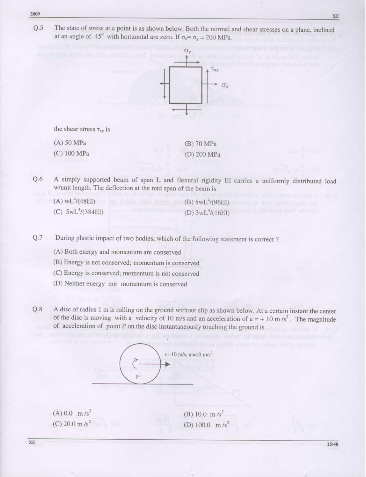 GATE 2009 Engineering Sciences (XE) Question Paper with Answer Key - Page 15