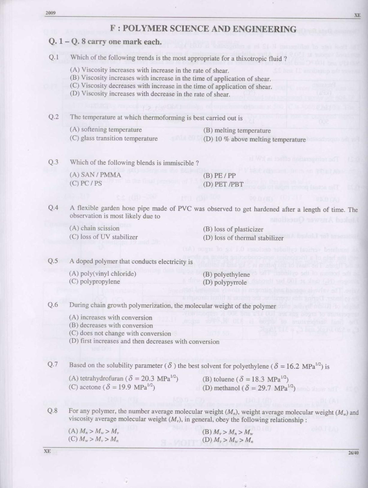 GATE 2009 Engineering Sciences (XE) Question Paper with Answer Key - Page 26