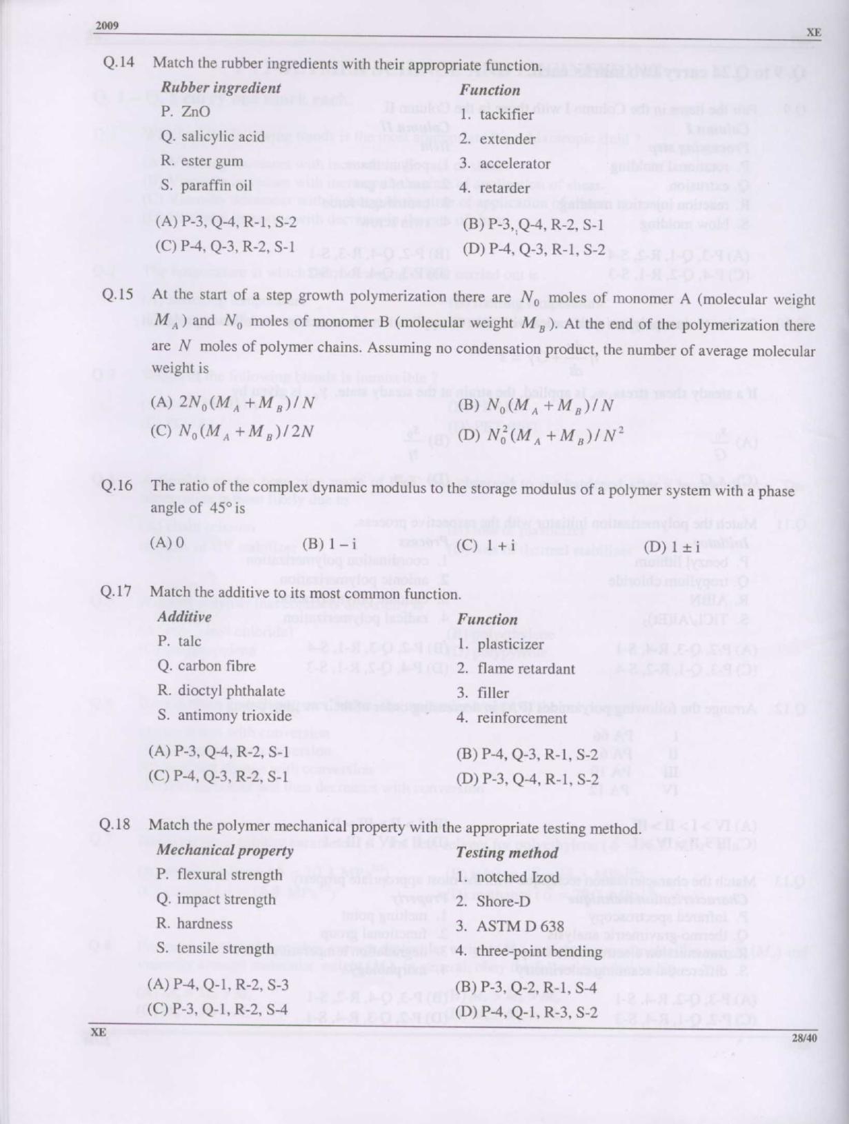 GATE 2009 Engineering Sciences (XE) Question Paper with Answer Key - Page 28
