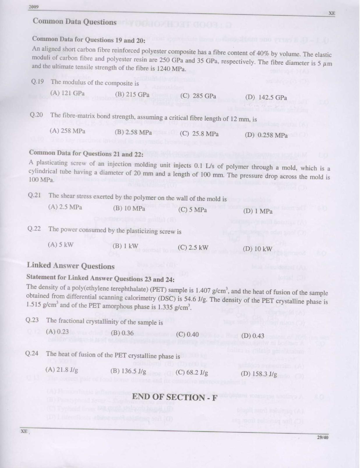 GATE 2009 Engineering Sciences (XE) Question Paper with Answer Key - Page 29