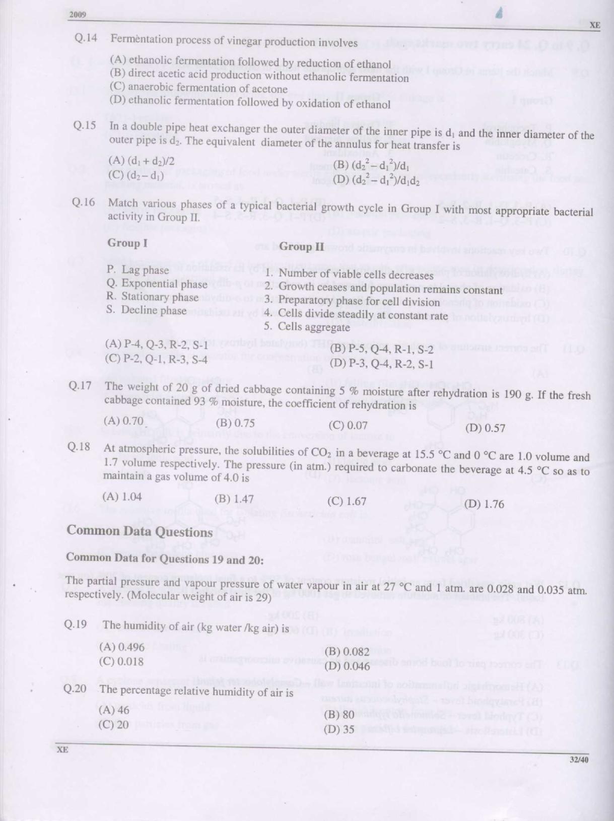 GATE 2009 Engineering Sciences (XE) Question Paper with Answer Key - Page 32