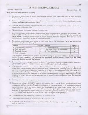 GATE 2009 Engineering Sciences (XE) Question Paper with Answer Key