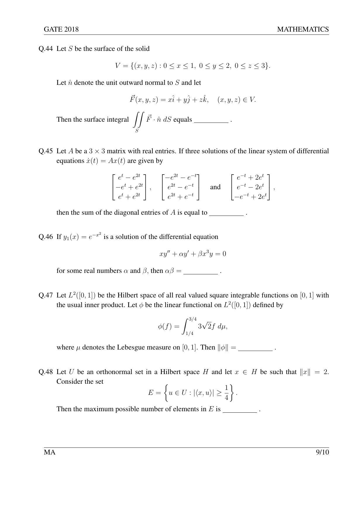 GATE 2018 Mathematics (MA) Question Paper with Answer Key - Page 12