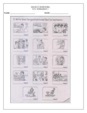 Worksheet for Class 1 EVS Revision Worksheet 4
