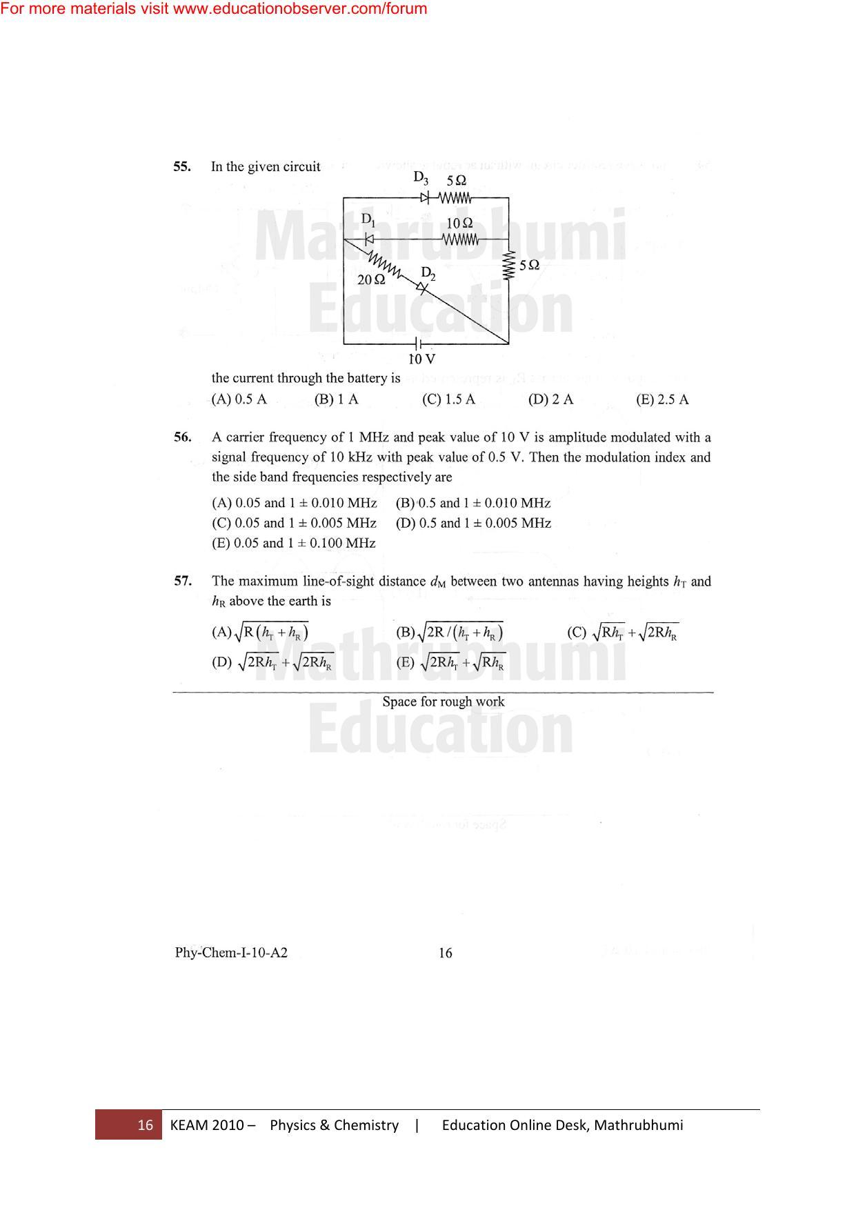 KEAM Paper I 2010 Question Paper - Page 16