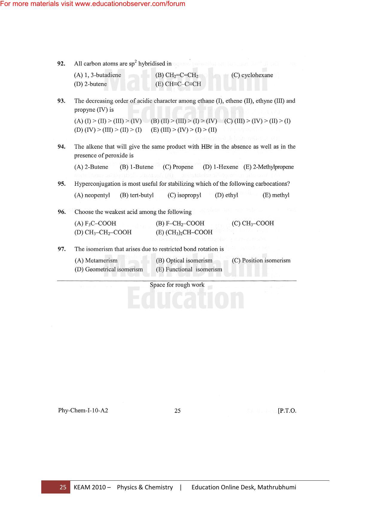 KEAM Paper I 2010 Question Paper - Page 25