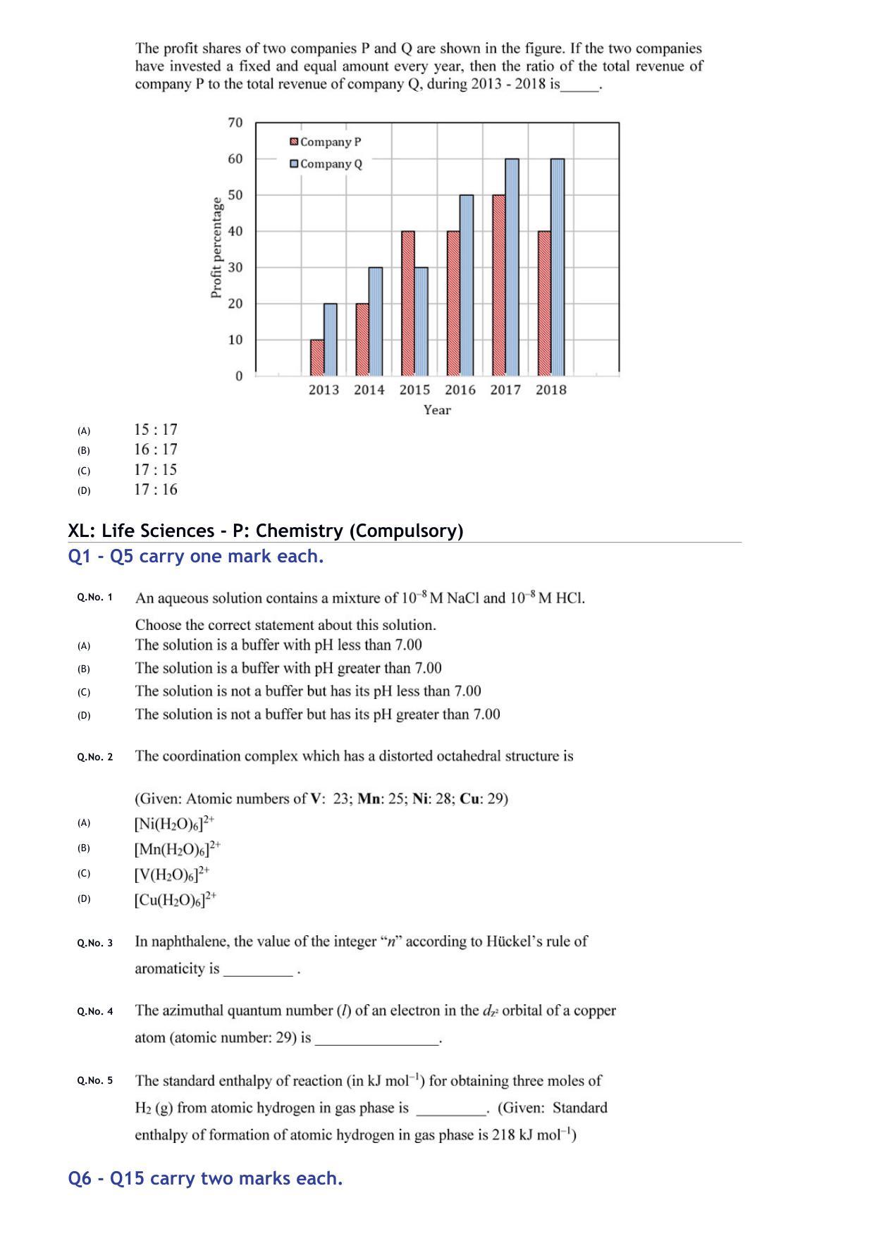 GATE 2020 Life Sciences (XL) Question Paper - Page 3