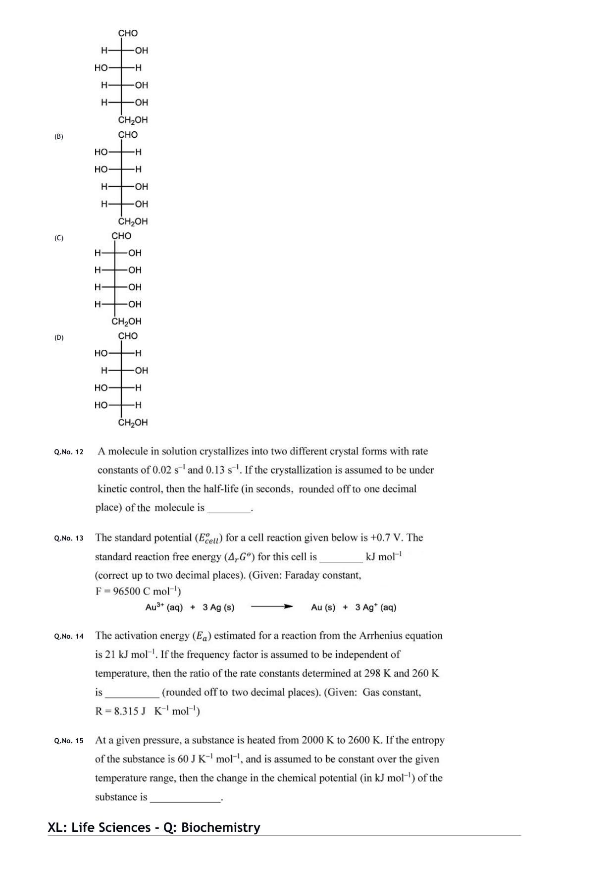 GATE 2020 Life Sciences (XL) Question Paper - Page 5