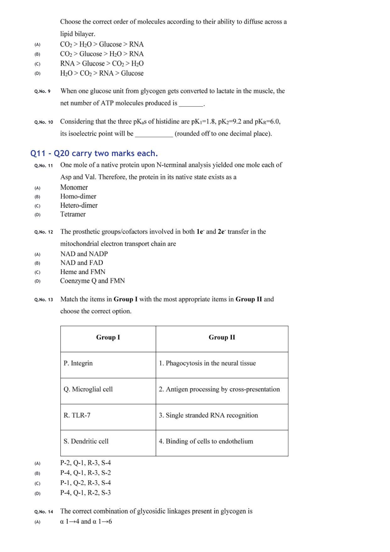 GATE 2020 Life Sciences (XL) Question Paper - Page 7