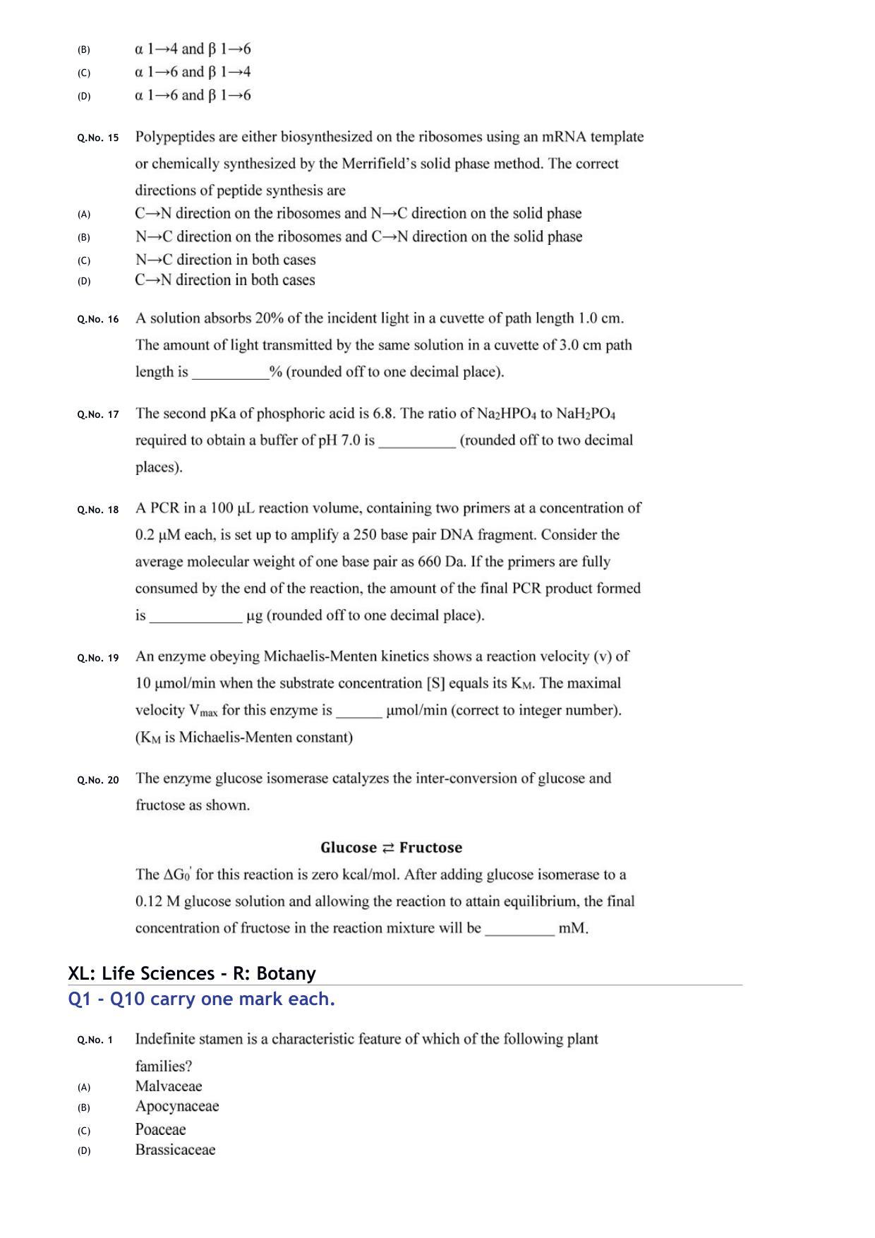 GATE 2020 Life Sciences (XL) Question Paper - Page 8