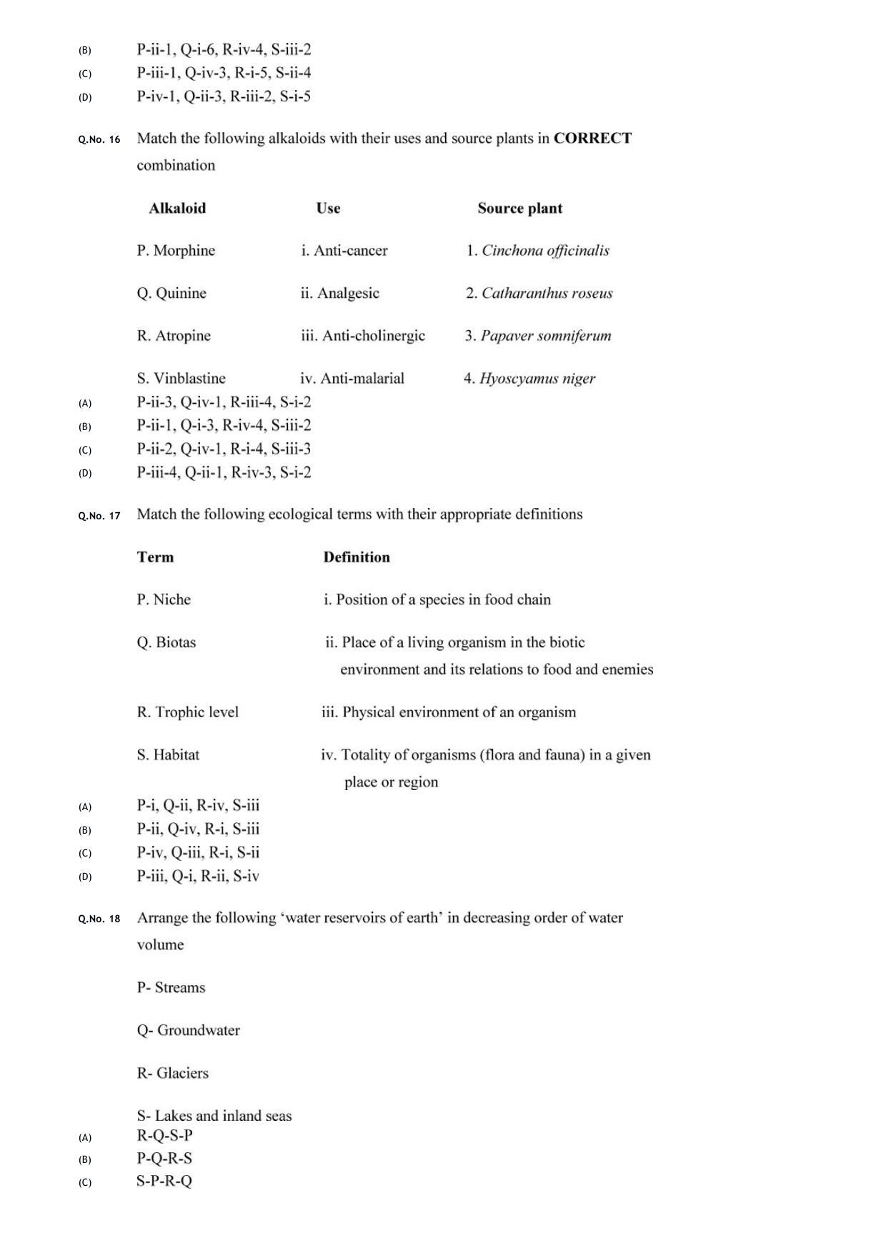GATE 2020 Life Sciences (XL) Question Paper - Page 12