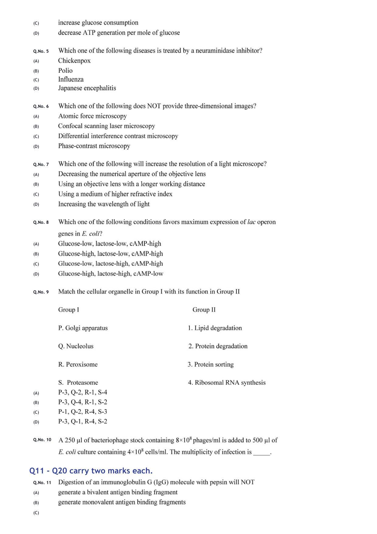 GATE 2020 Life Sciences (XL) Question Paper - Page 14