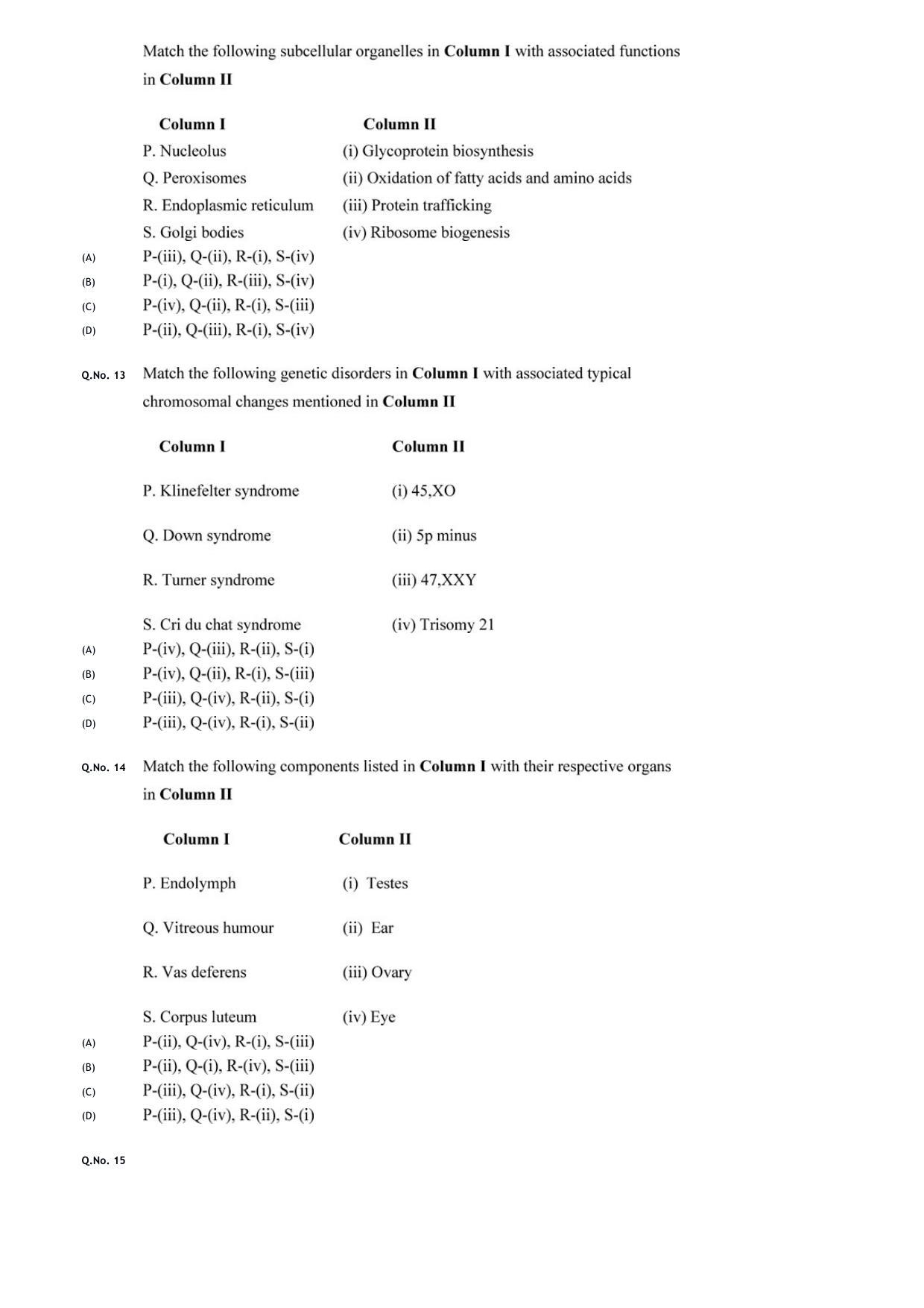 GATE 2020 Life Sciences (XL) Question Paper - Page 18