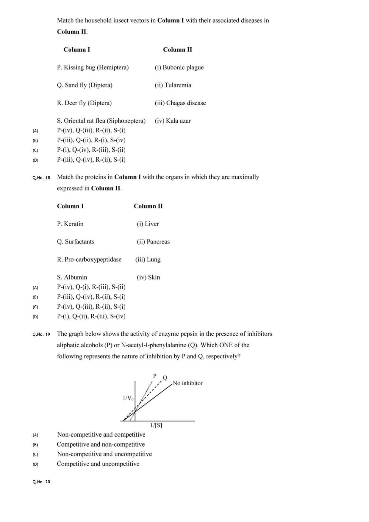 GATE 2020 Life Sciences (XL) Question Paper - Page 20