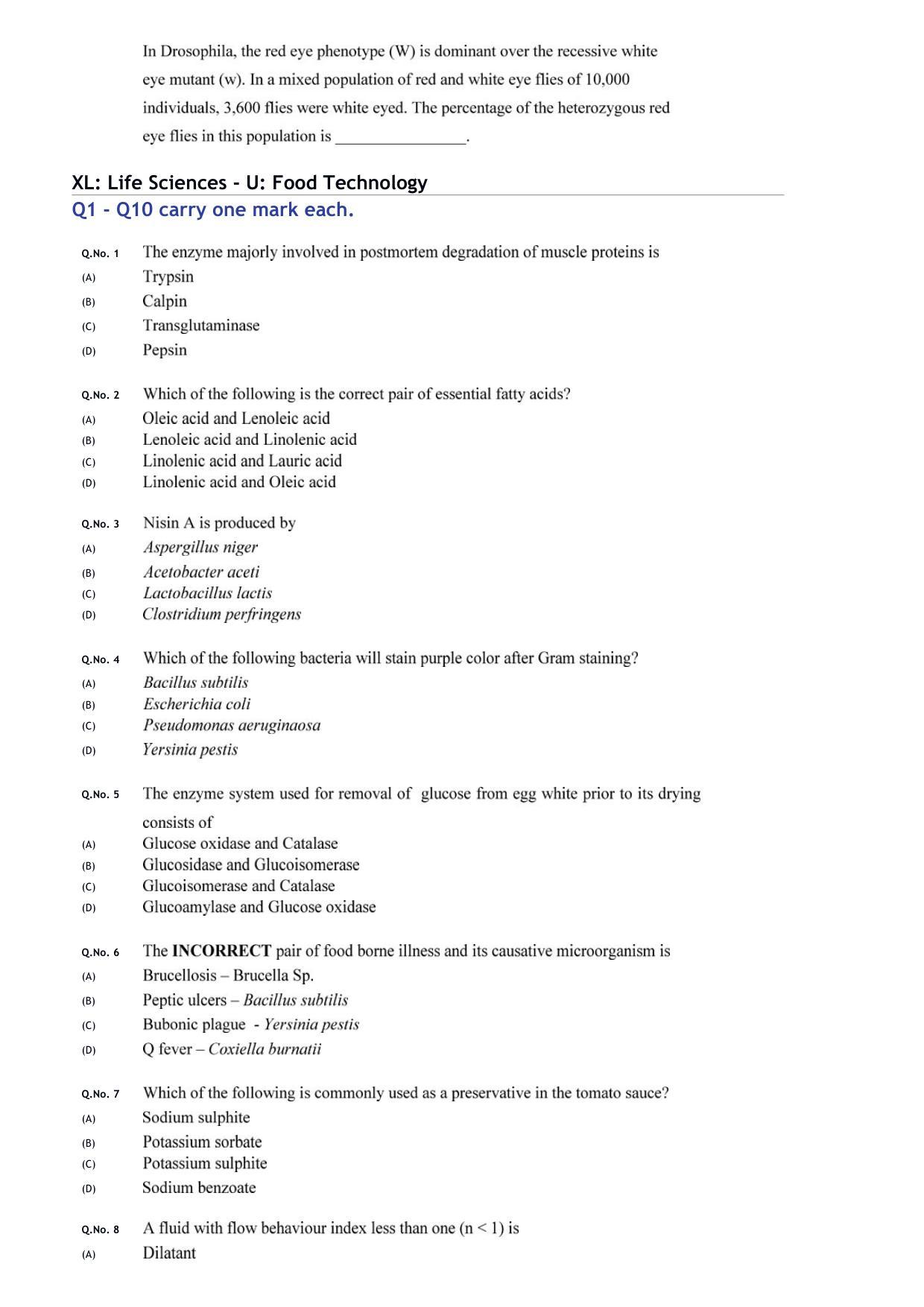 GATE 2020 Life Sciences (XL) Question Paper - Page 21