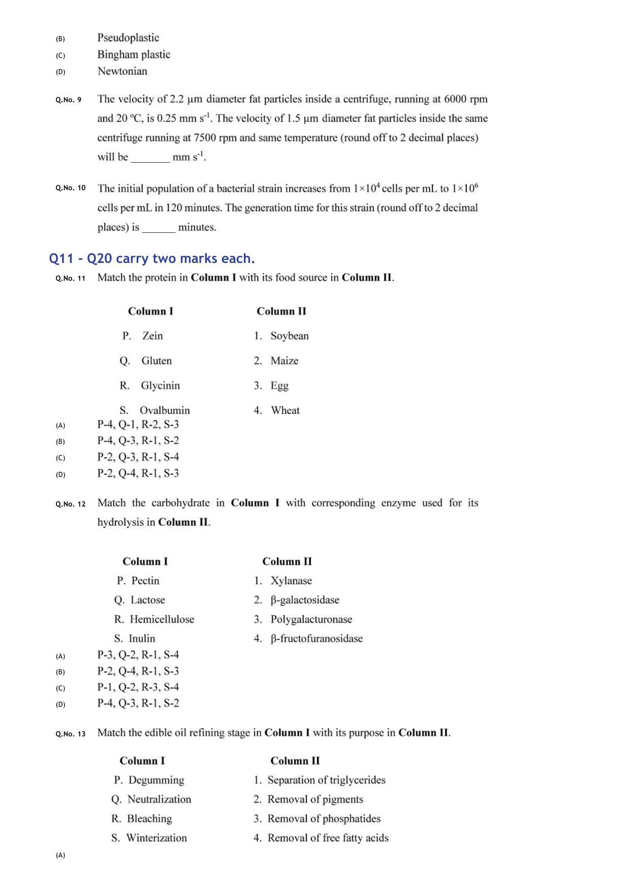 GATE 2020 Life Sciences (XL) Question Paper - Page 22