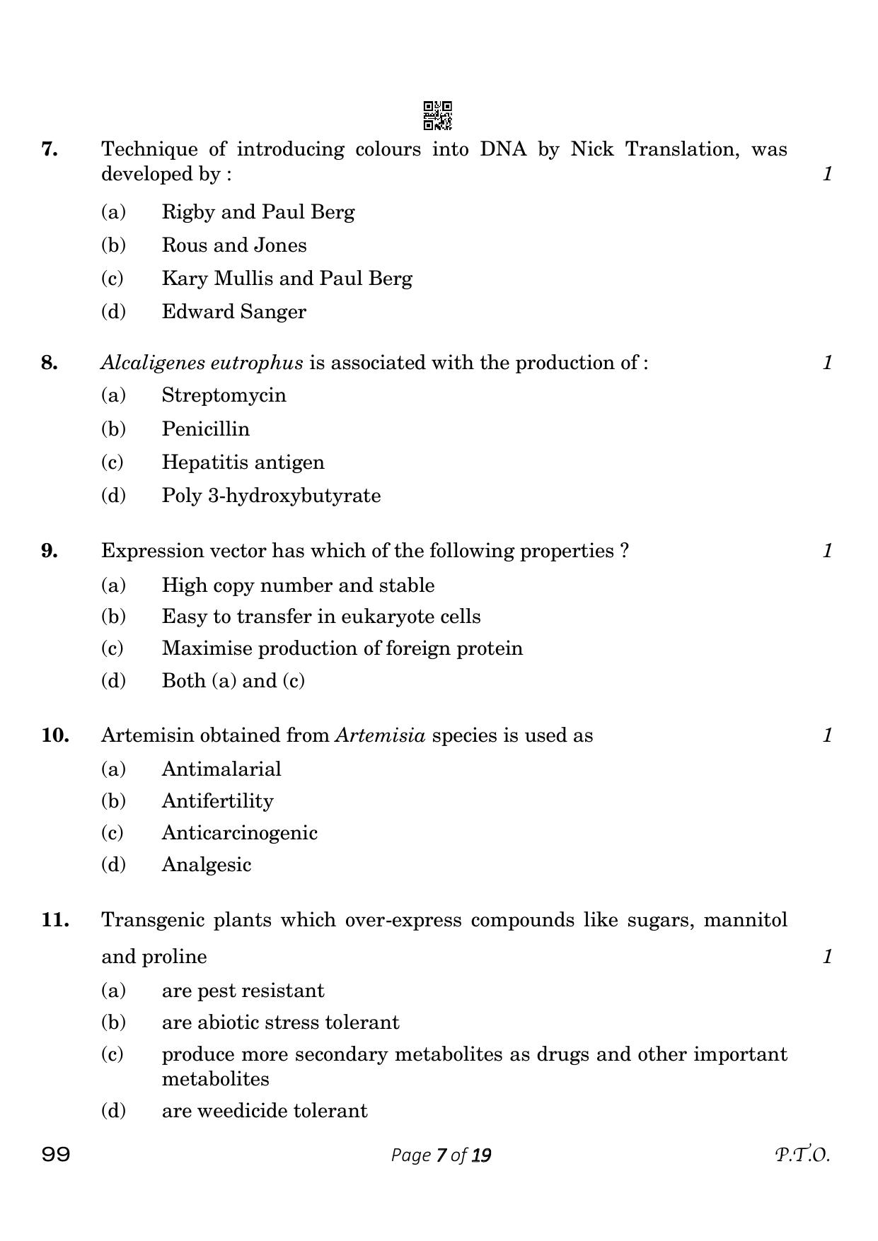 CBSE Class 12 99 Biotechnology 2023 Question Paper - Page 7