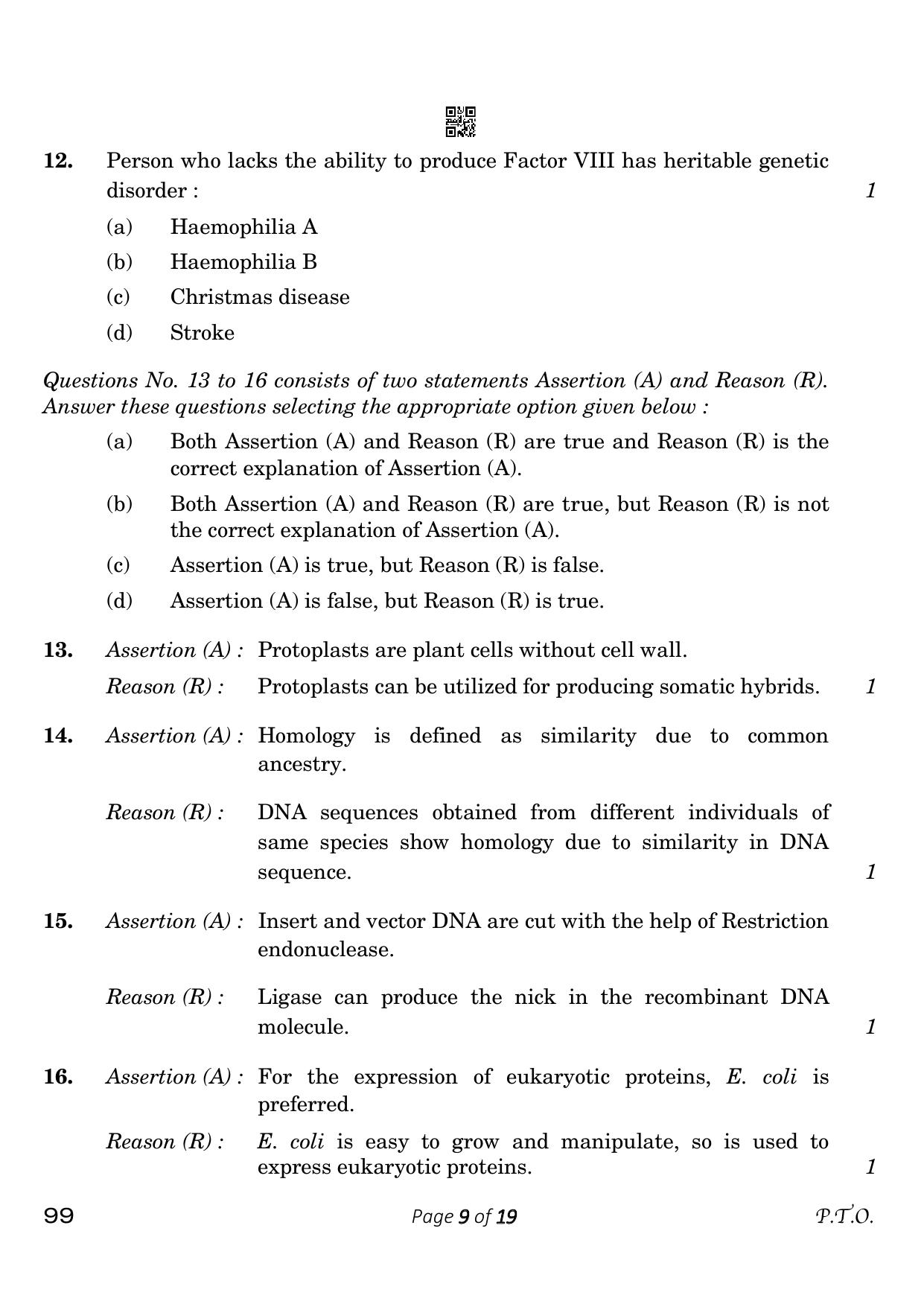 CBSE Class 12 99 Biotechnology 2023 Question Paper - Page 9