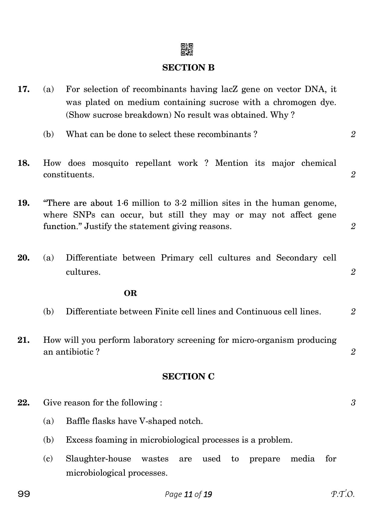 CBSE Class 12 99 Biotechnology 2023 Question Paper - Page 11