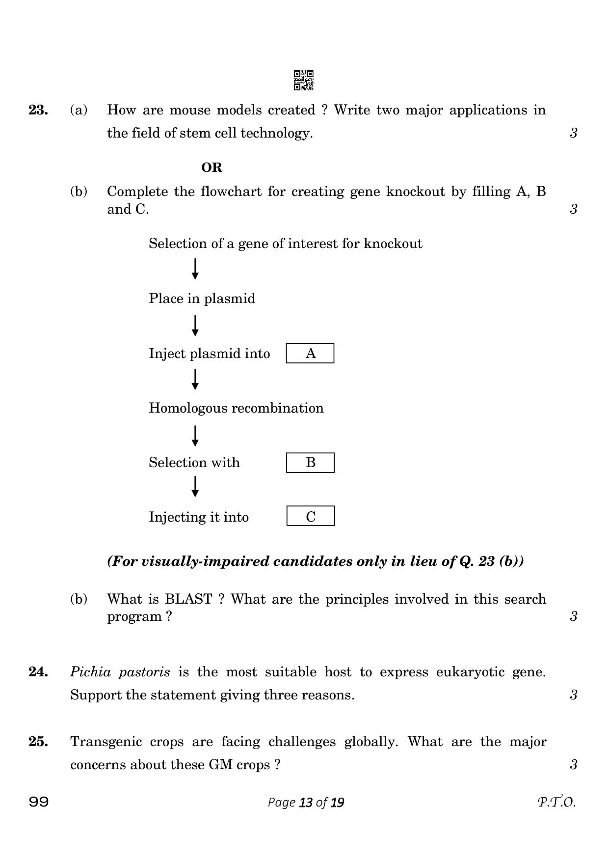 CBSE Class 12 99 Biotechnology 2023 Question Paper - Page 13