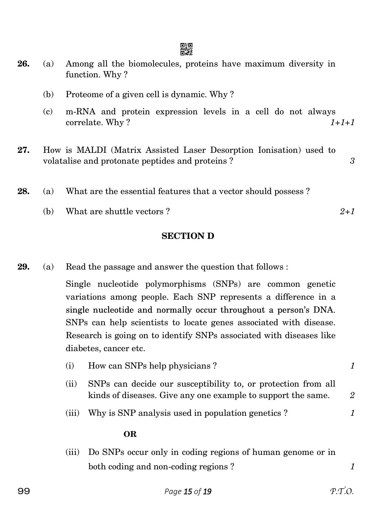 CBSE Class 12 99 Biotechnology 2023 Question Paper - Page 15