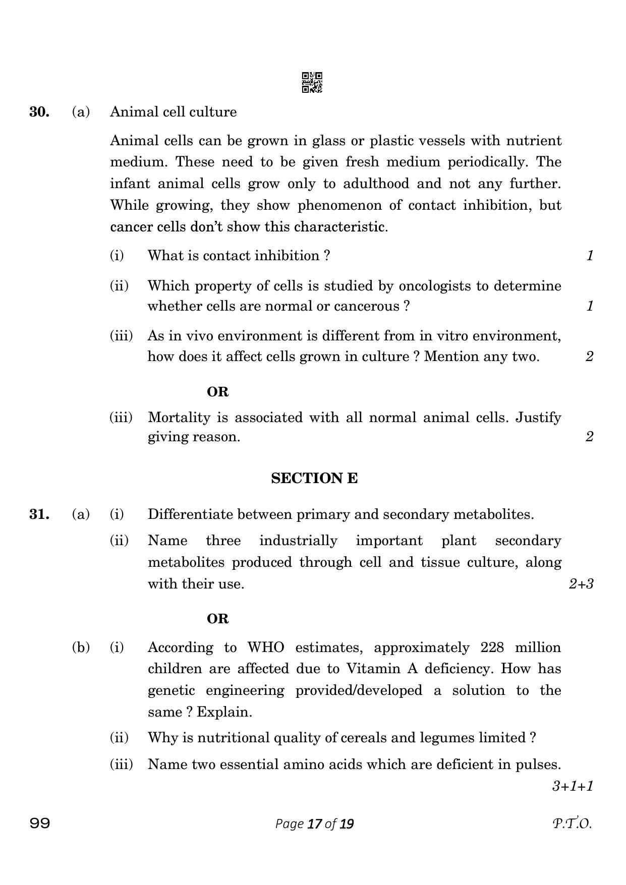 CBSE Class 12 99 Biotechnology 2023 Question Paper - Page 17