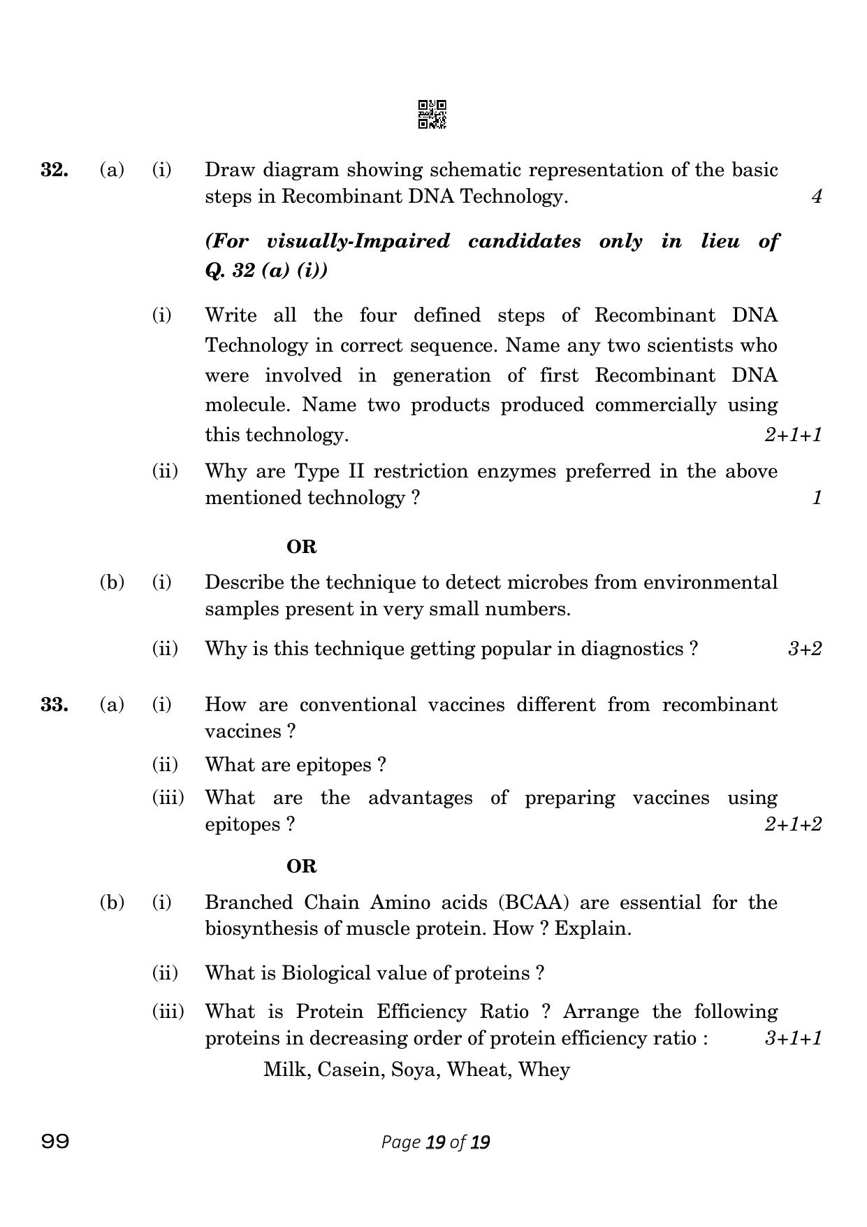 CBSE Class 12 99 Biotechnology 2023 Question Paper - Page 19