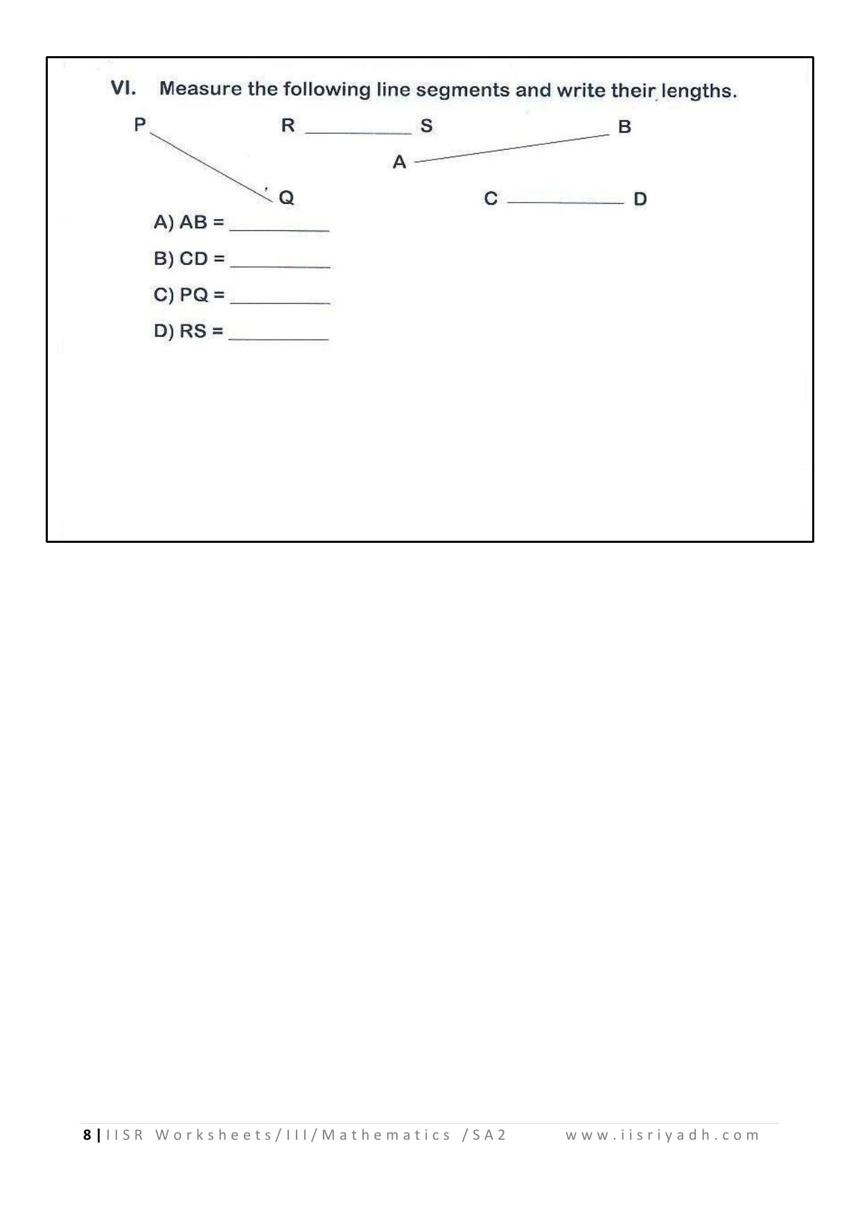 Worksheet for Class 3 Mathematics Fractions Assignment III - Page 8