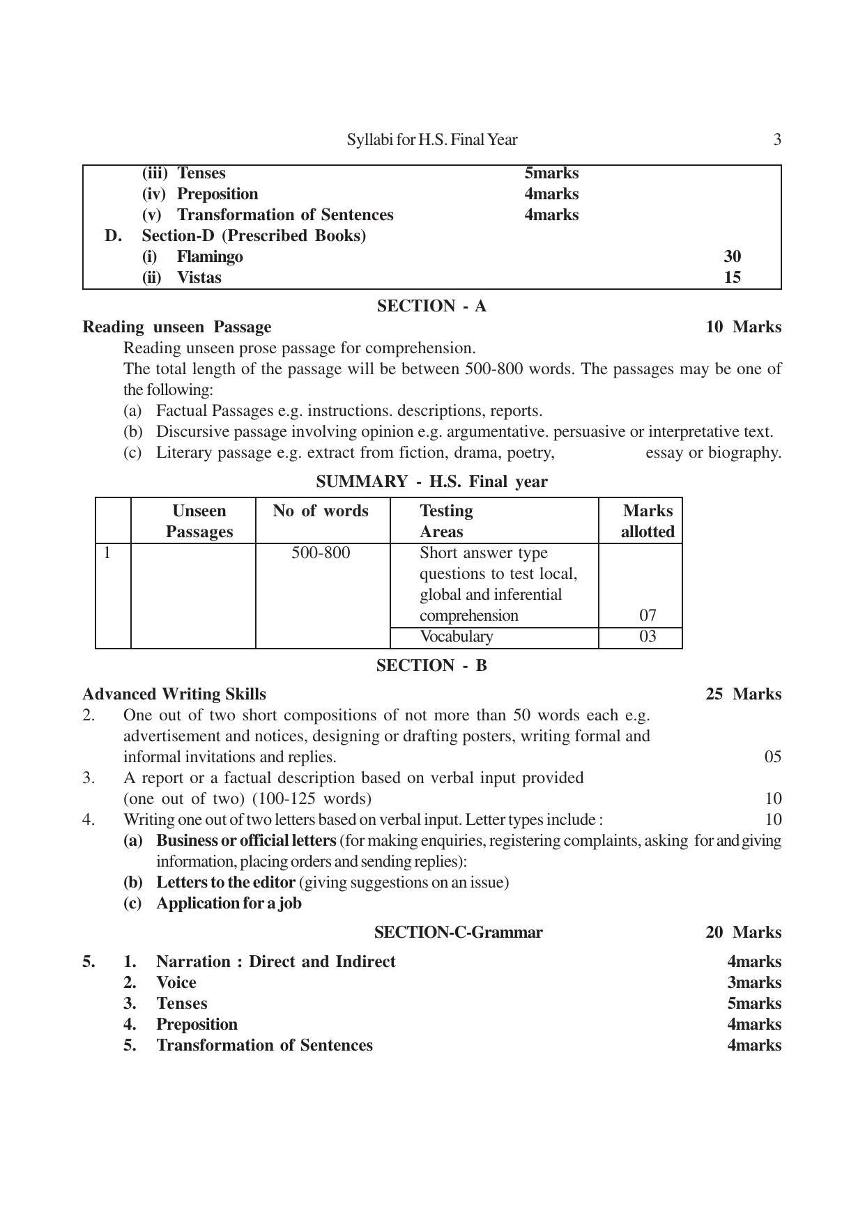AHSEC 2nd Year English Syllabus - Page 3