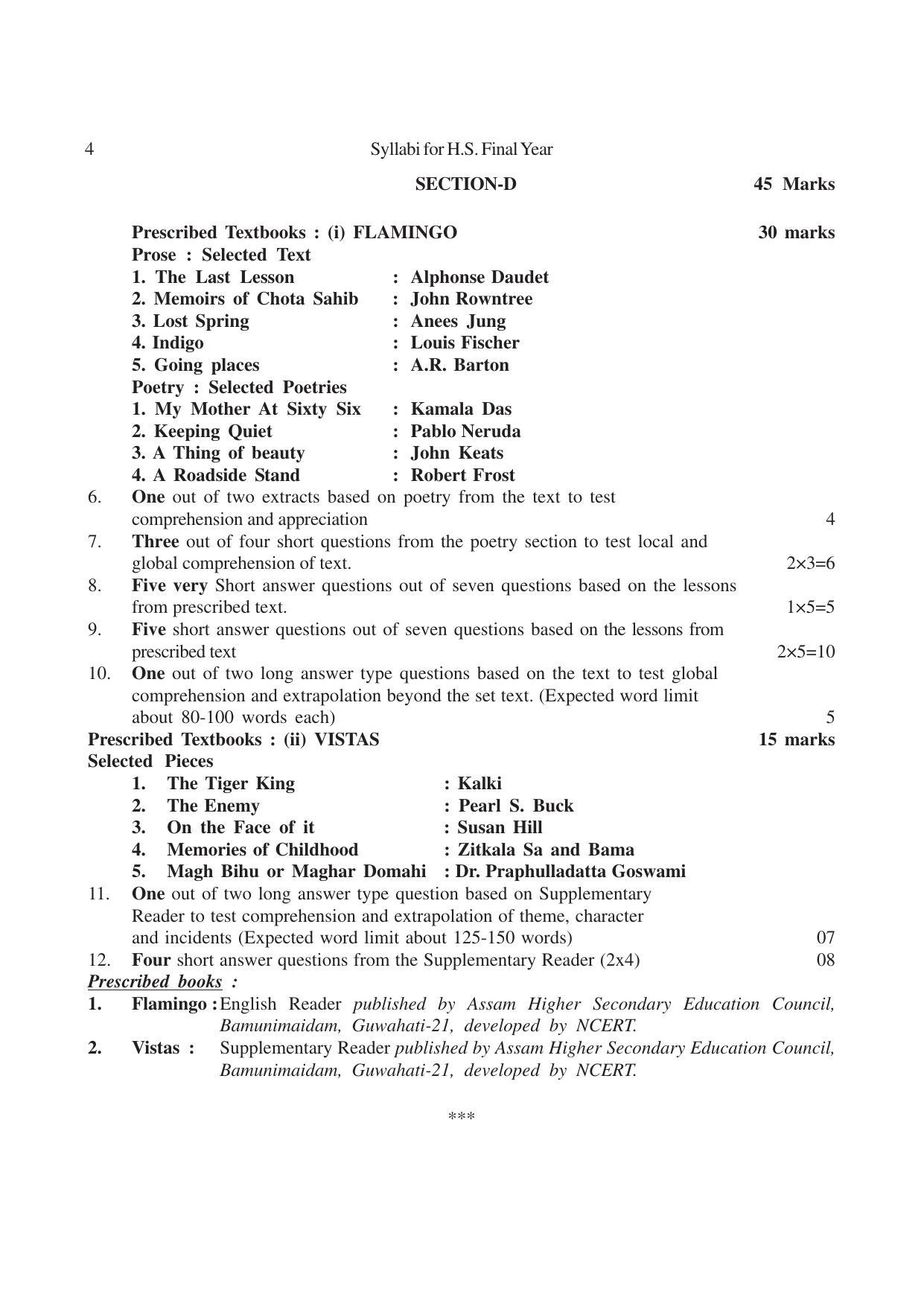 AHSEC 2nd Year English Syllabus - Page 4