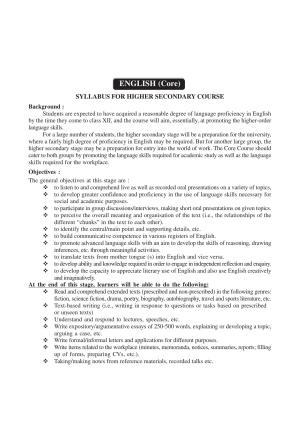 AHSEC 2nd Year English Syllabus
