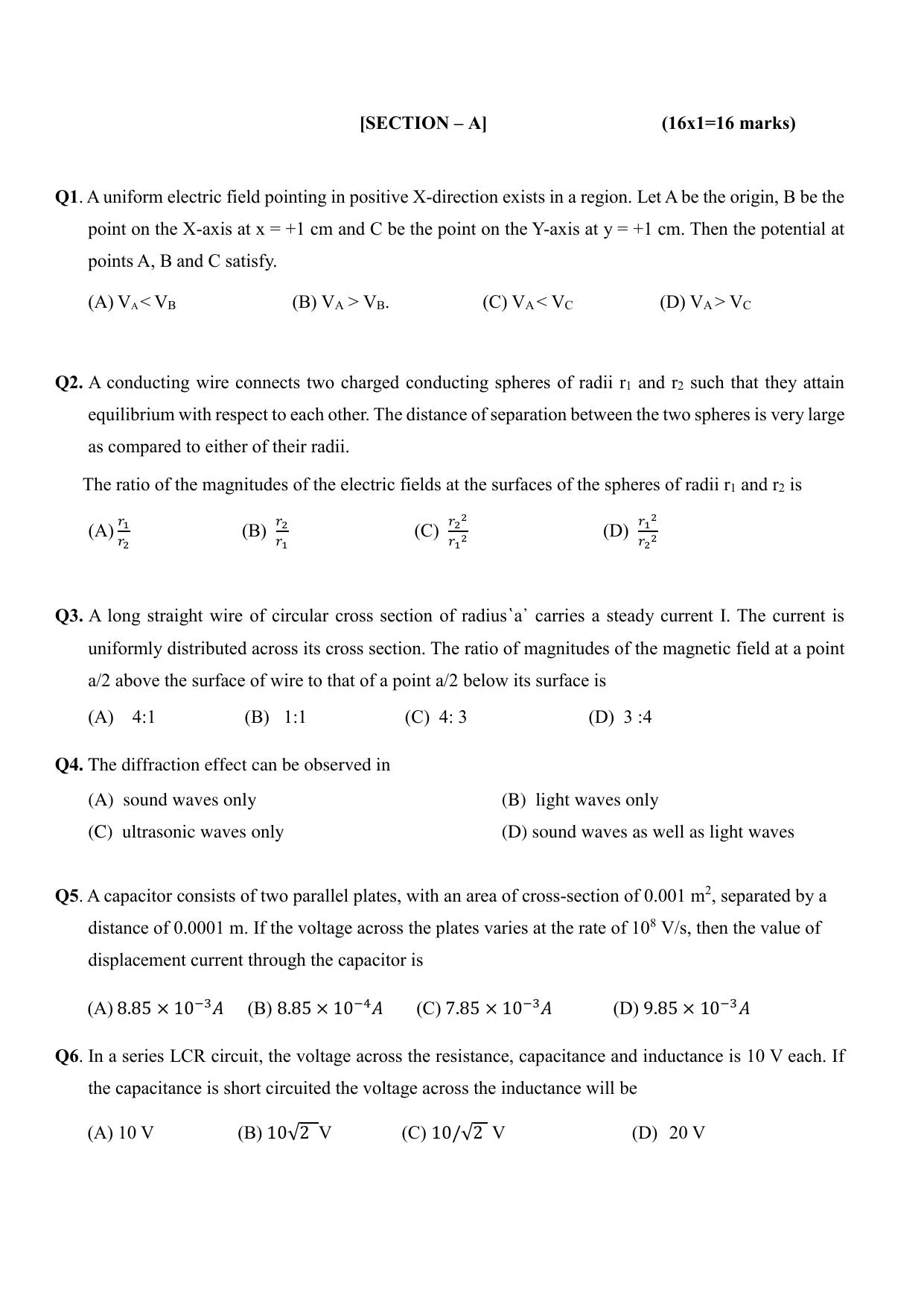 CBSE Class 12 Physics Sample Question Paper 2024-25 - Page 2