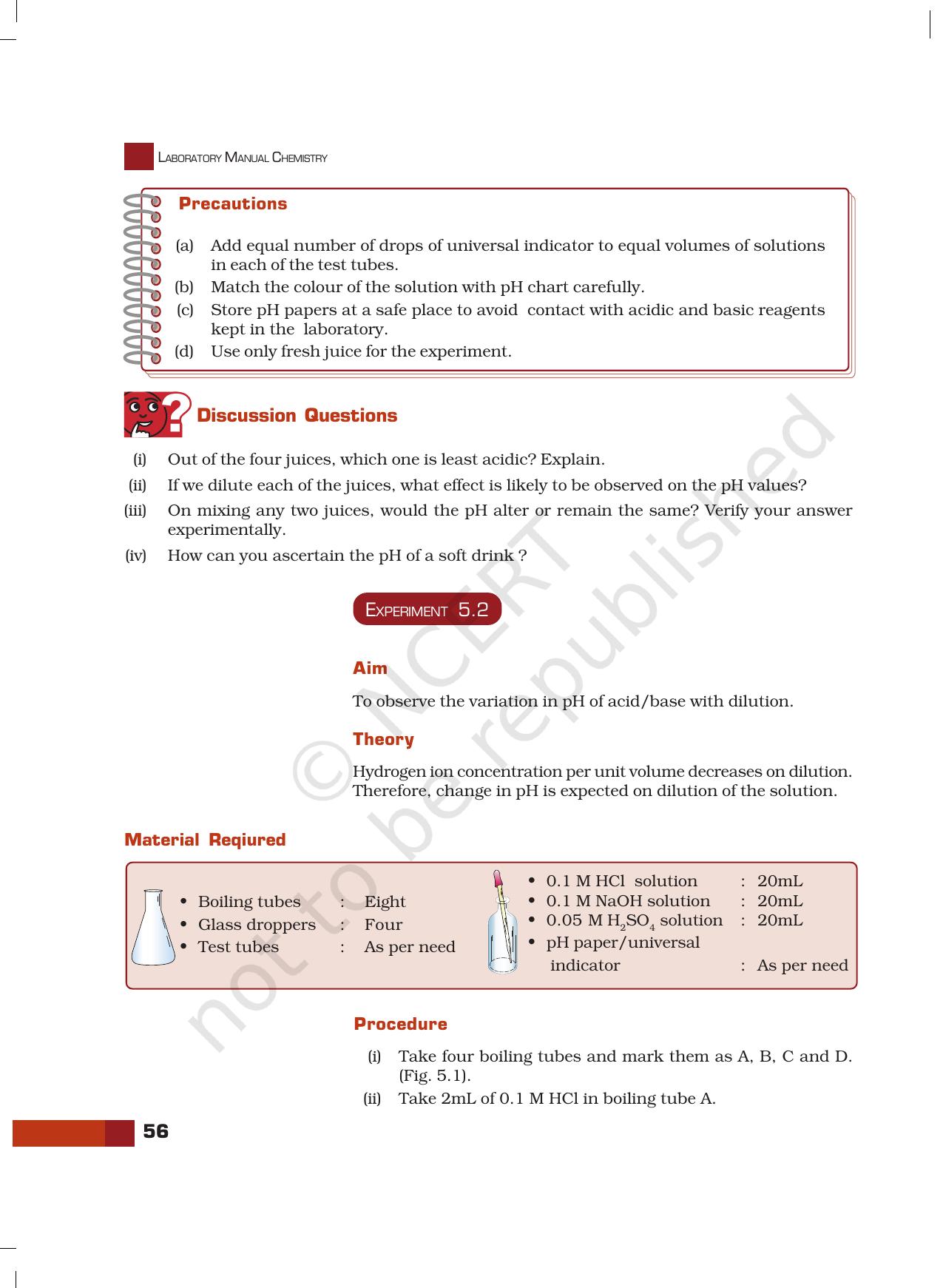 NCERT Laboratory Manuals for Class XI Chemistry - Unit-5 pH and pH Changes in Aqueous Solutions - Page 4