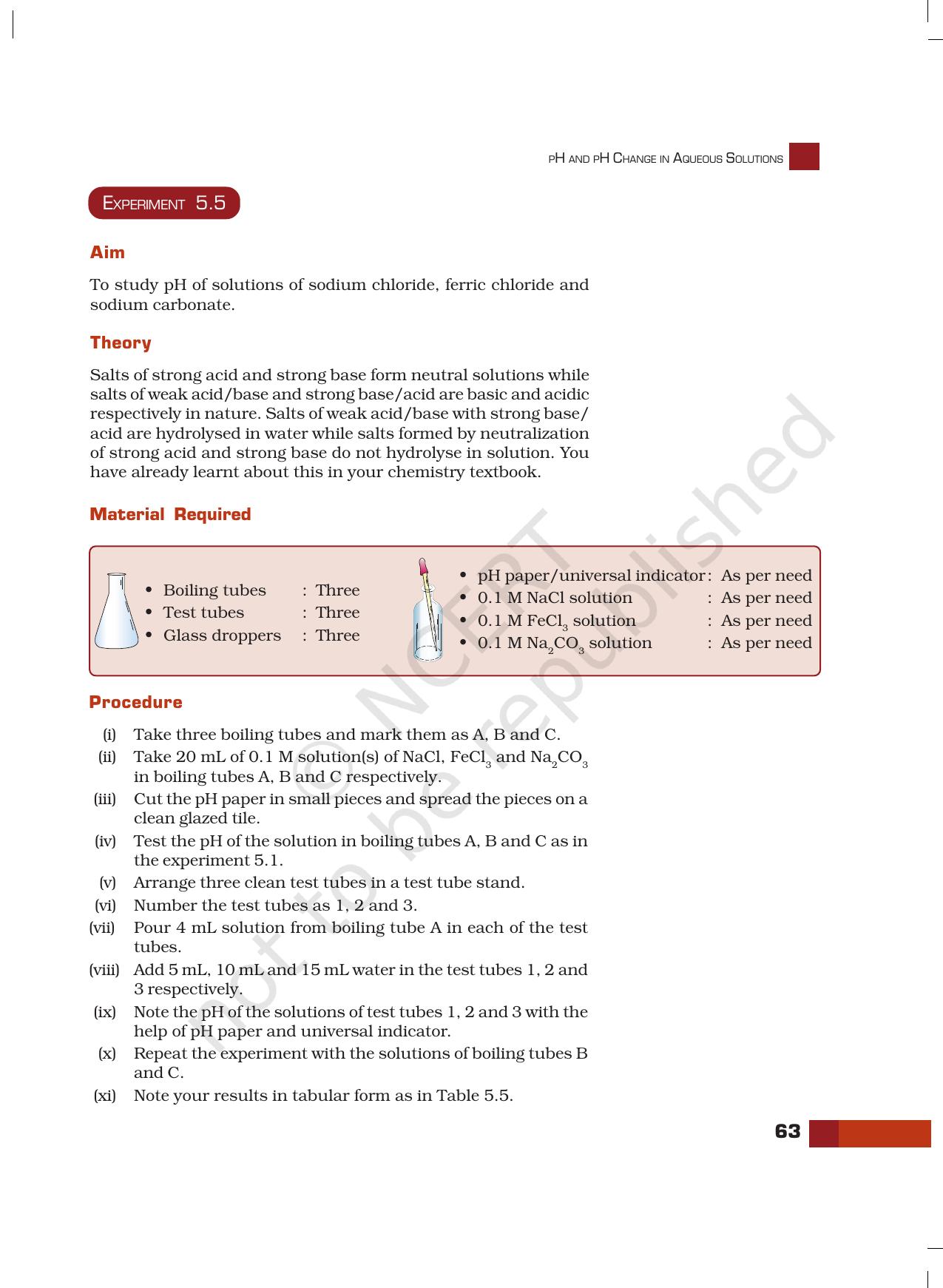 NCERT Laboratory Manuals for Class XI Chemistry - Unit-5 pH and pH Changes in Aqueous Solutions - Page 11