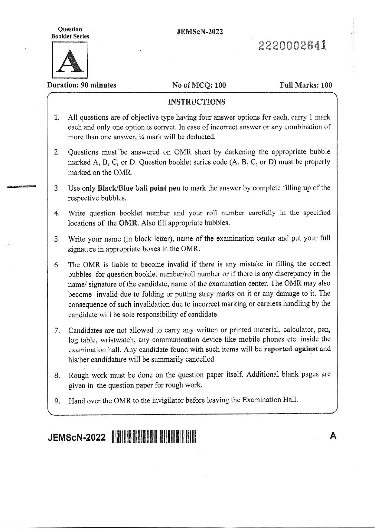 JEMScN Question Papers 2022 - Page 1