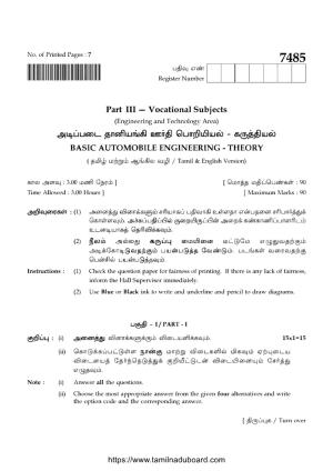 TN Class 12 2024 Basic Civil Engineering Question Papers