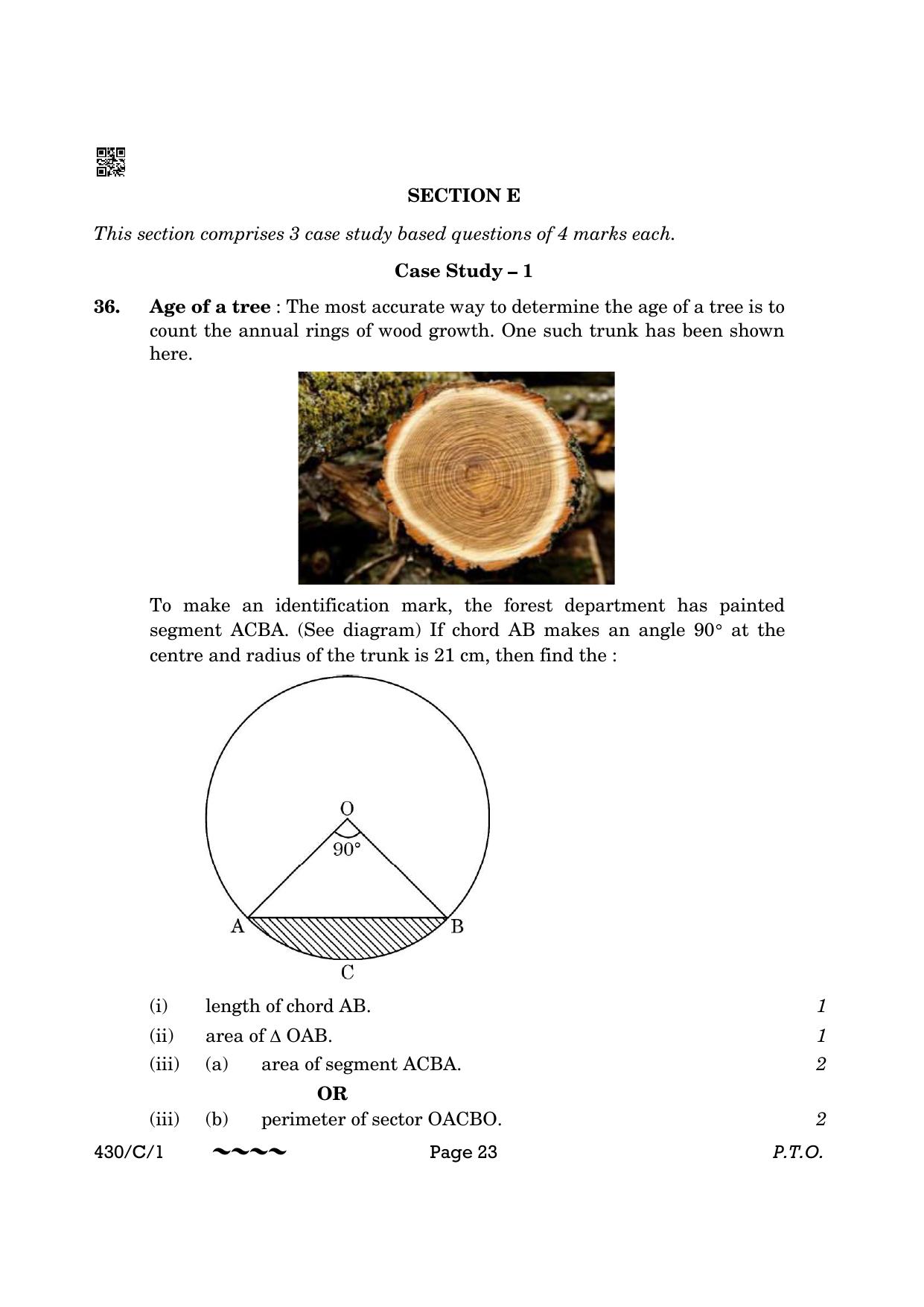 CBSE Class 10 430-1 Maths Basic 2023 (Compartment) Question Paper - Page 23