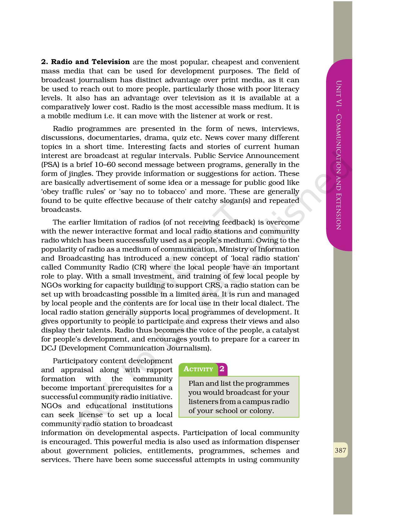NCERT Book for Class 12 Home Science (Part -II) Chapter 21 Development Communication and Journalism - Page 9