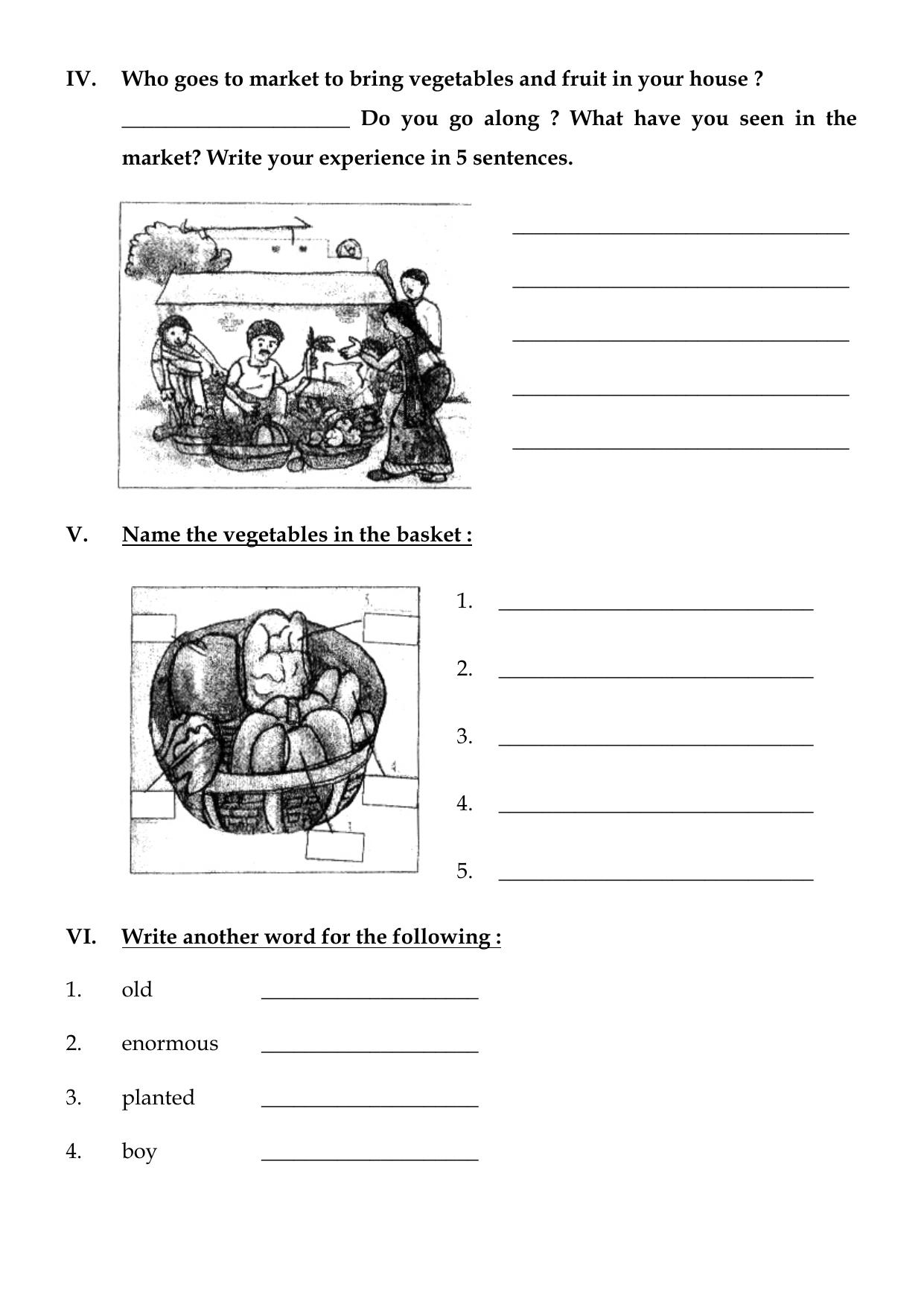 Worksheet for Class 3 English The Enormous Turnio Assignment - Page 3