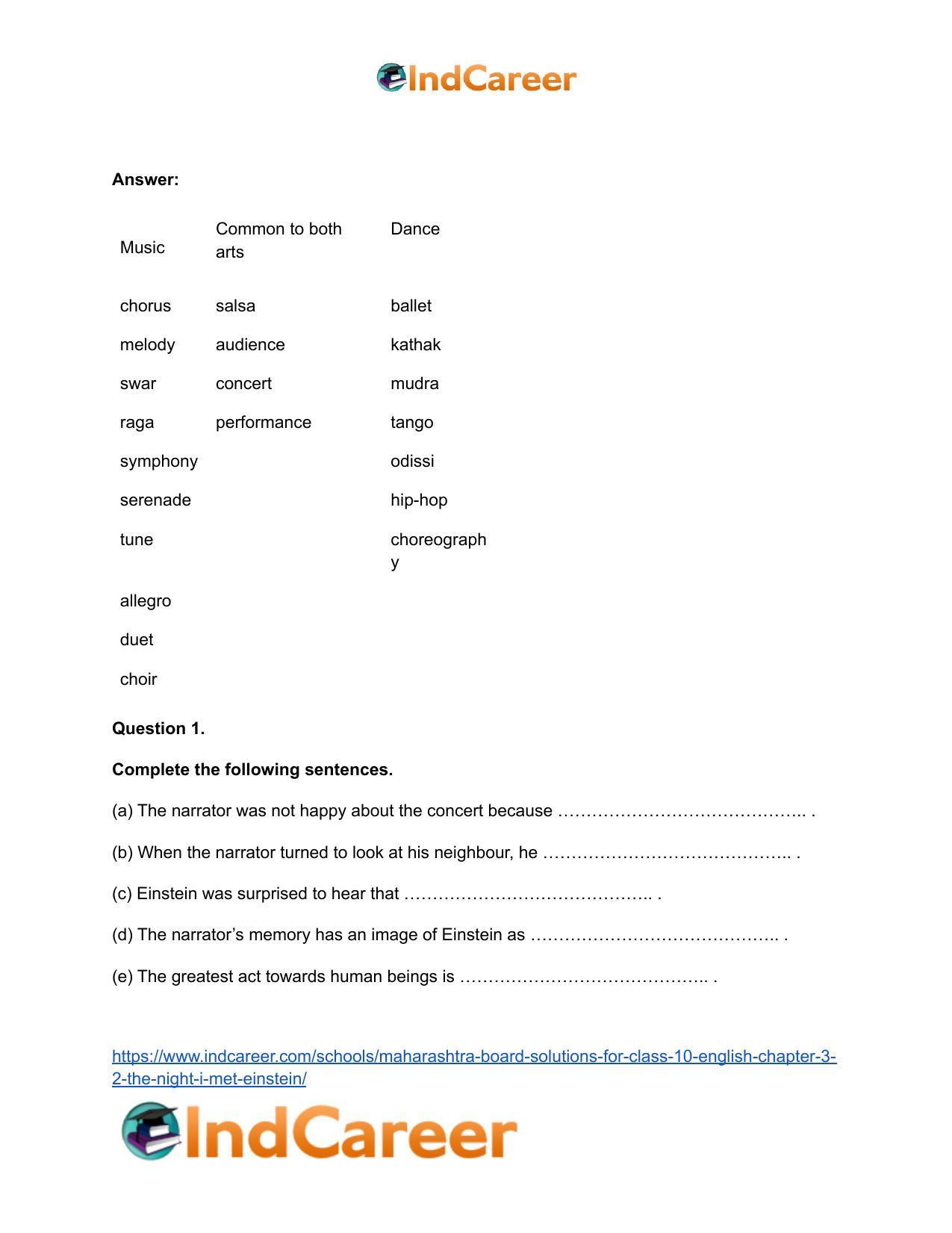 Maharashtra Board Solutions for Class 10- English: Chapter 3.2- The Night I Met Einstein - Page 6