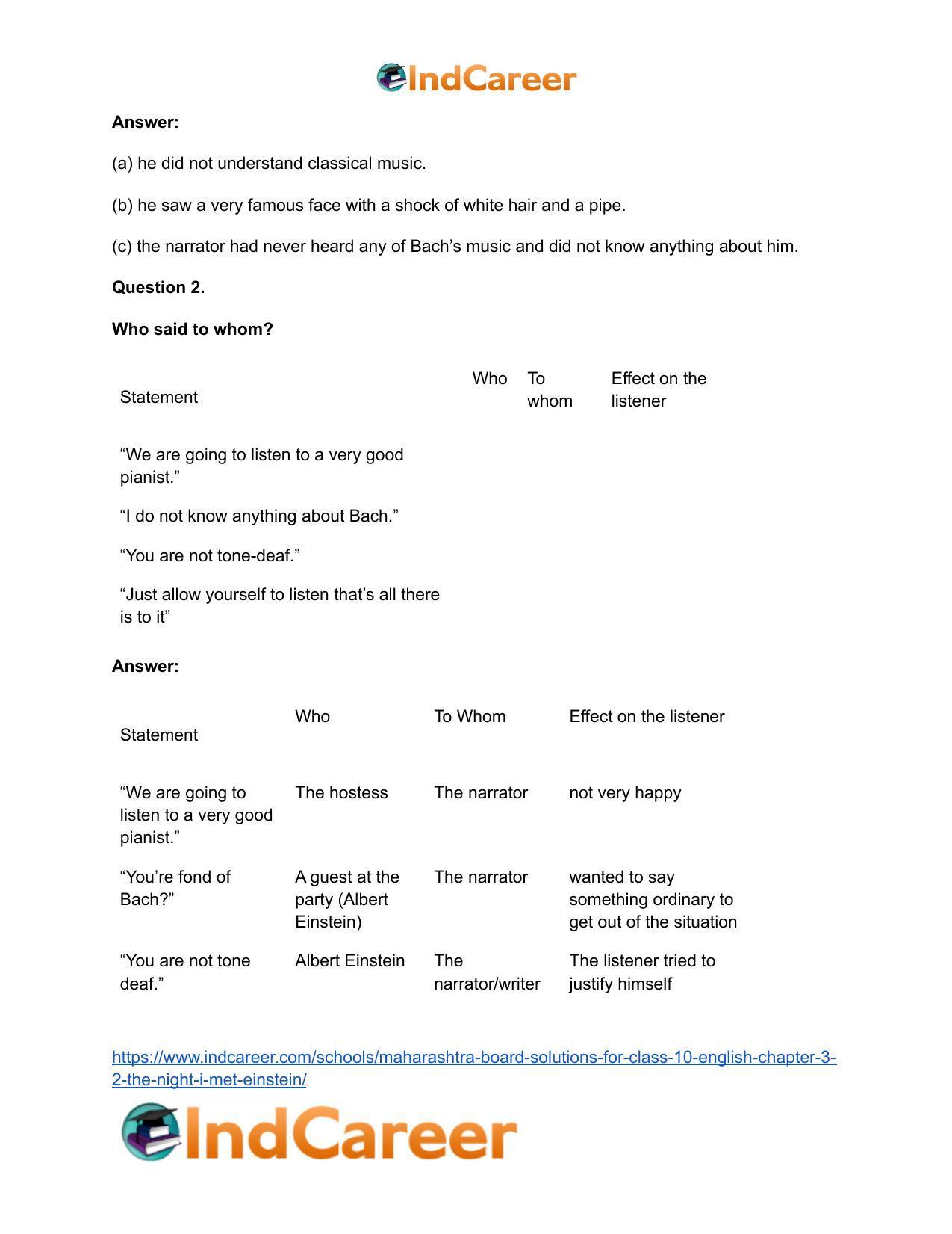 Maharashtra Board Solutions for Class 10- English: Chapter 3.2- The Night I Met Einstein - Page 7