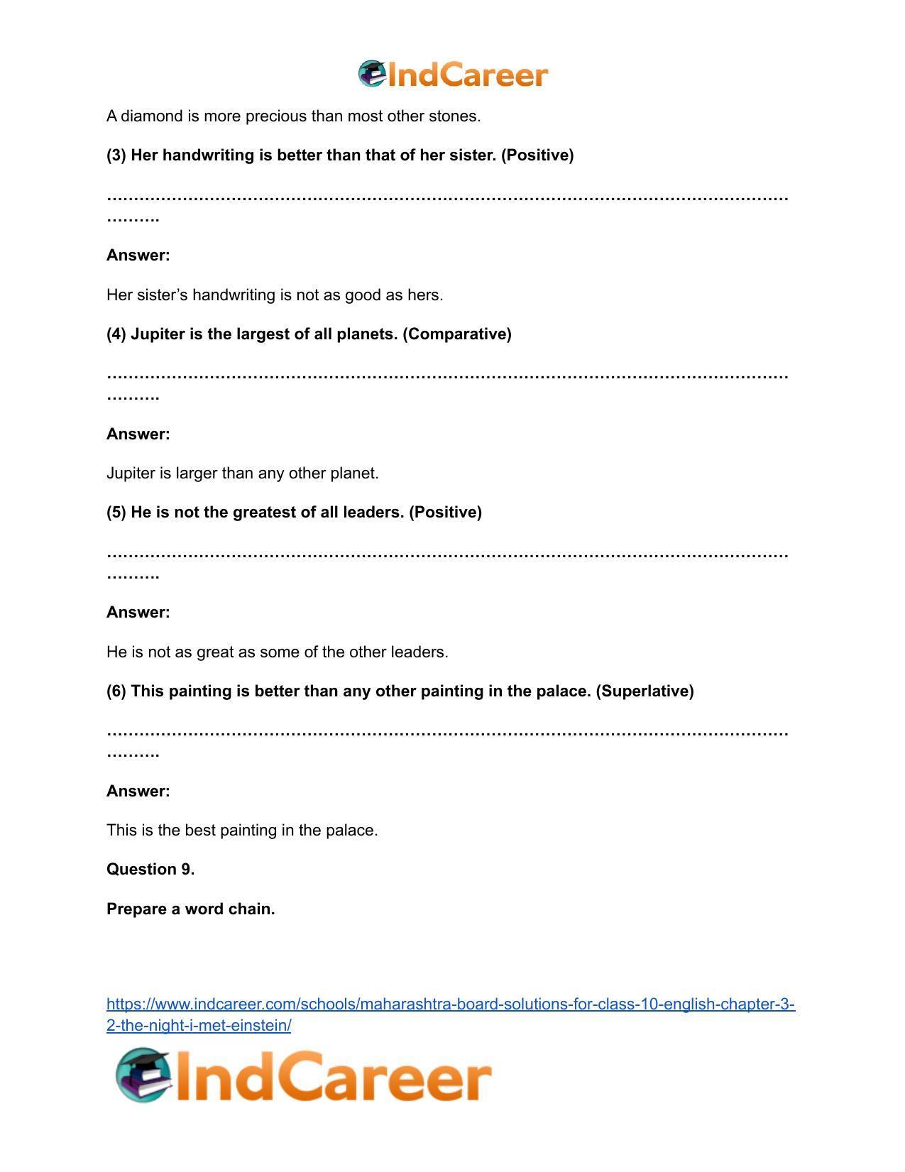 Maharashtra Board Solutions for Class 10- English: Chapter 3.2- The Night I Met Einstein - Page 13