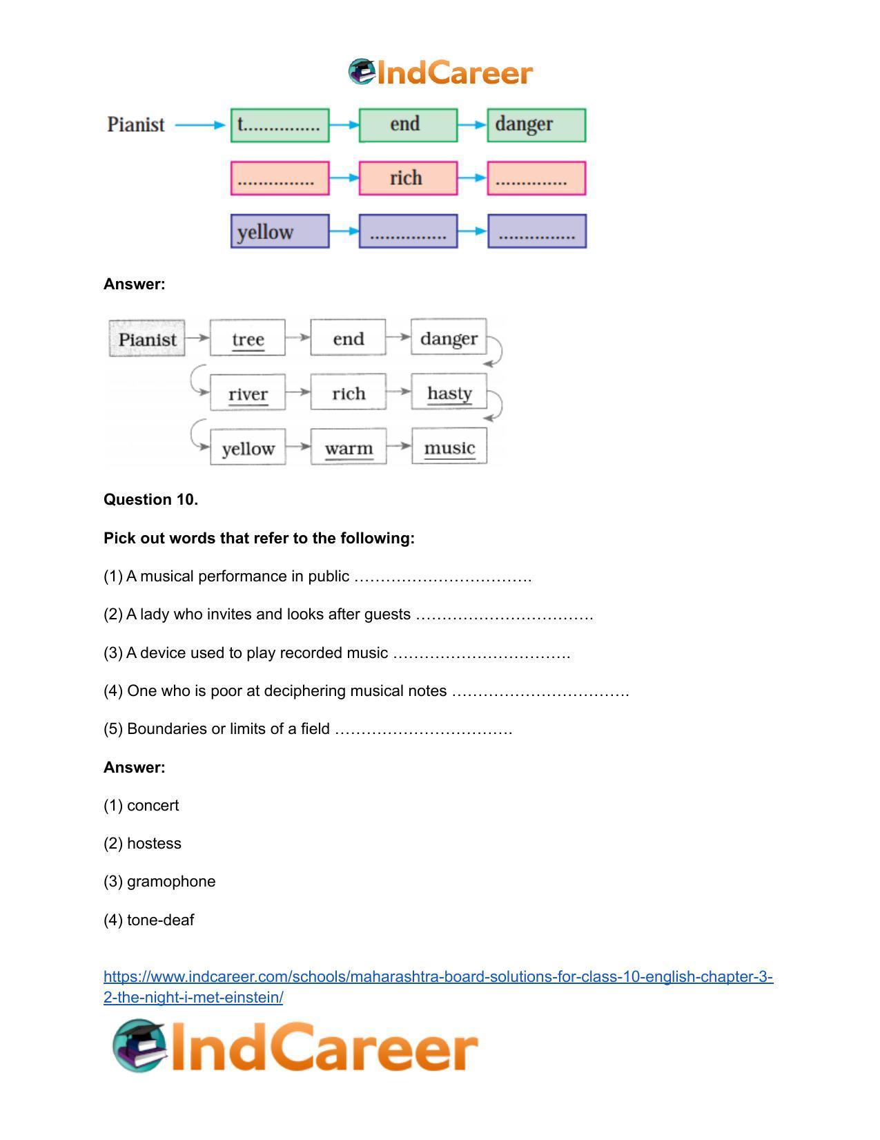 Maharashtra Board Solutions for Class 10- English: Chapter 3.2- The Night I Met Einstein - Page 14