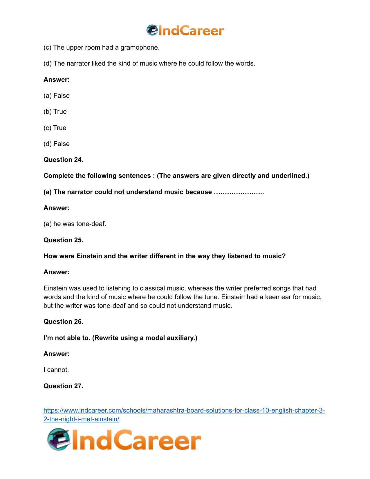 Maharashtra Board Solutions for Class 10- English: Chapter 3.2- The Night I Met Einstein - Page 20