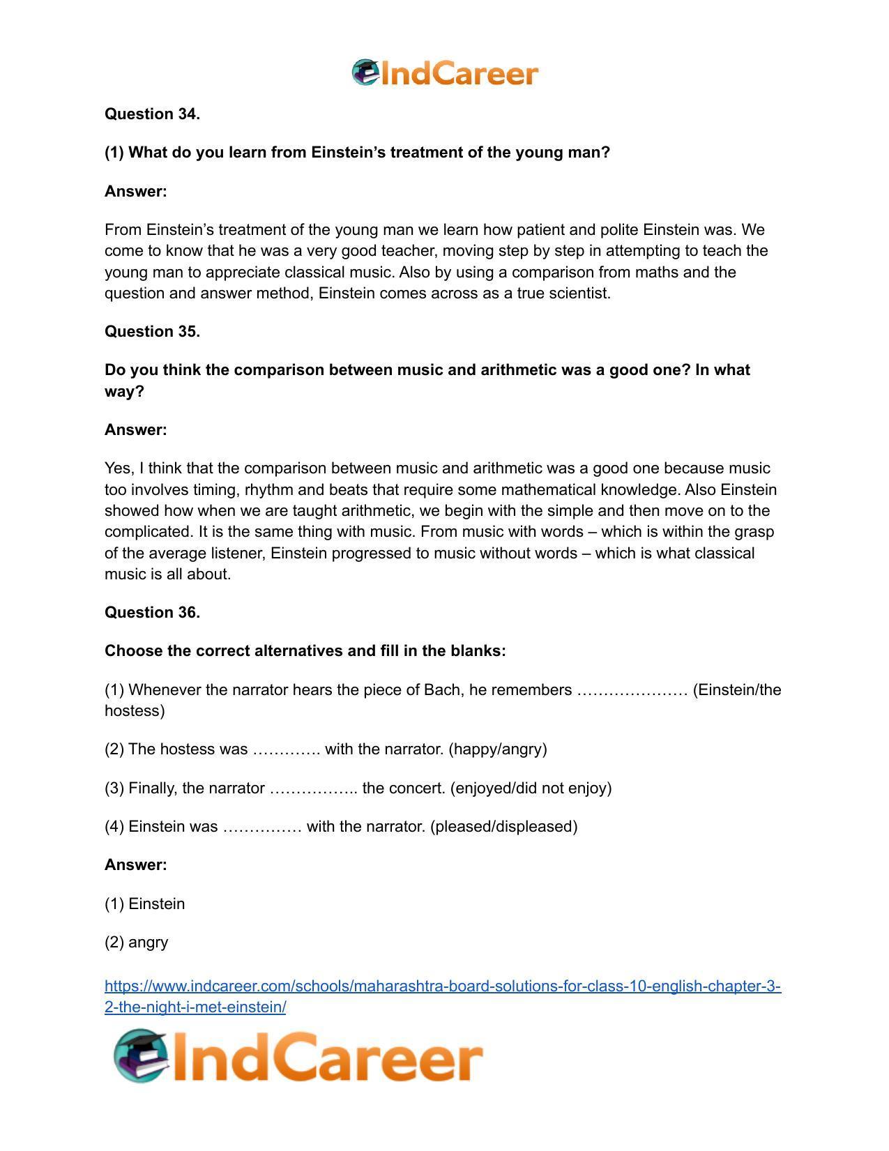 Maharashtra Board Solutions for Class 10- English: Chapter 3.2- The Night I Met Einstein - Page 23
