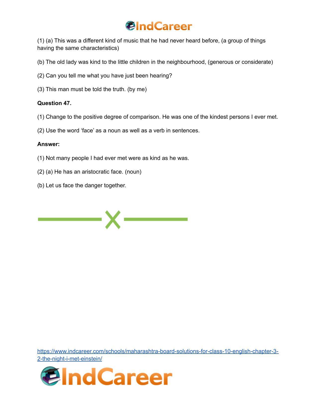 Maharashtra Board Solutions for Class 10- English: Chapter 3.2- The Night I Met Einstein - Page 28