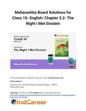 Maharashtra Board Solutions for Class 10- English: Chapter 3.2- The Night I Met Einstein