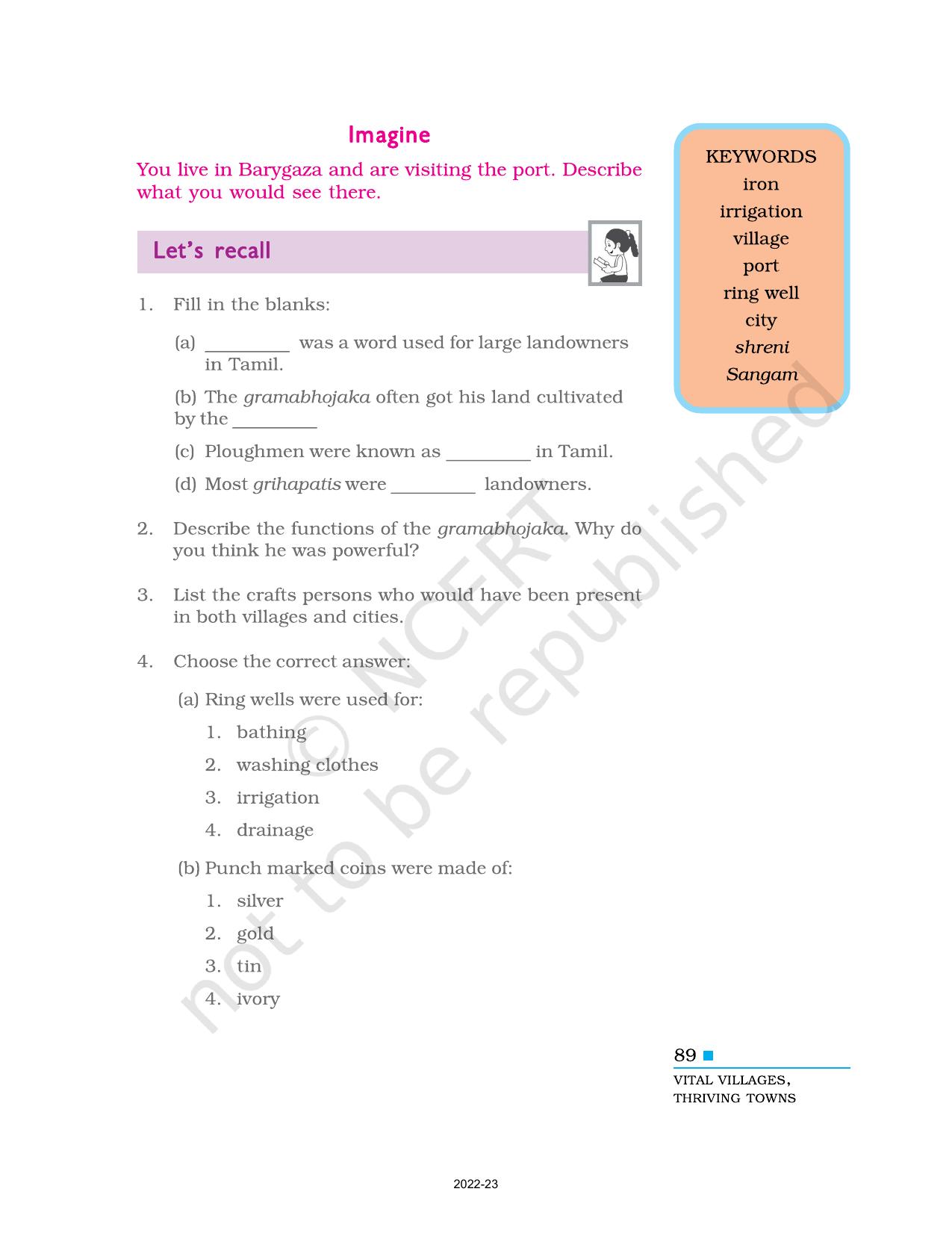NCERT Book for Class 6 Social Science(History) : Chapter 8-Vital Villages, Thriving Towns - Page 11