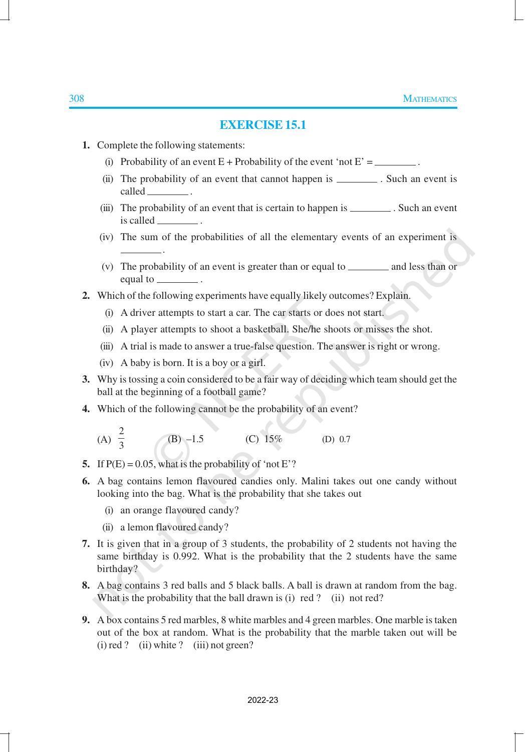 NCERT Book for Class 10 Maths Chapter 15 Probability - Page 14